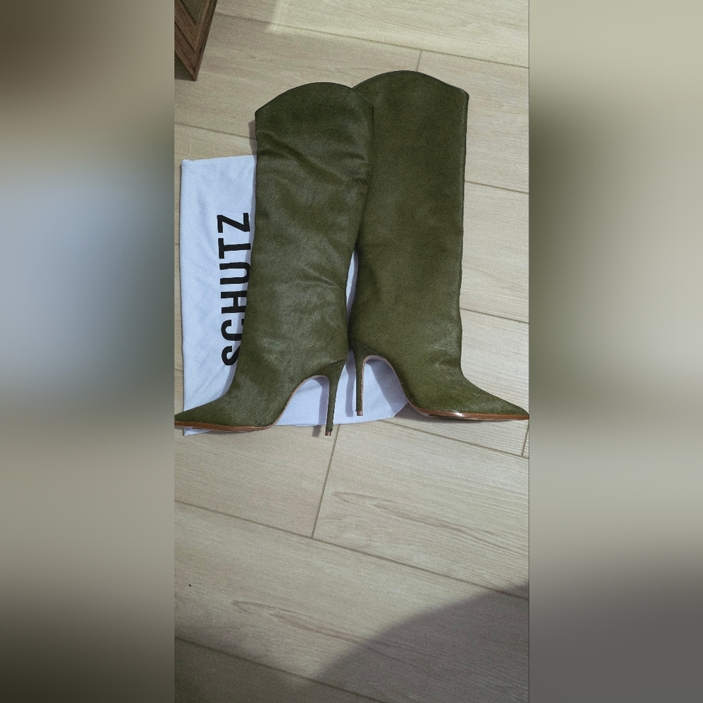 Schutz Maryana pointed toe calf hair high heel boots - Picture 2 of 4